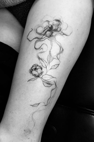 personalized abstract floral tattoo design