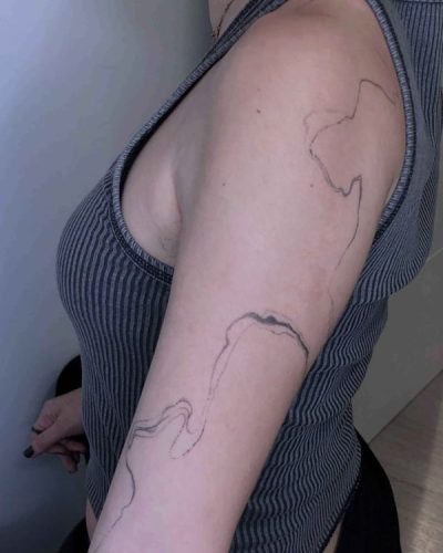 river abstract tattoo grayscale